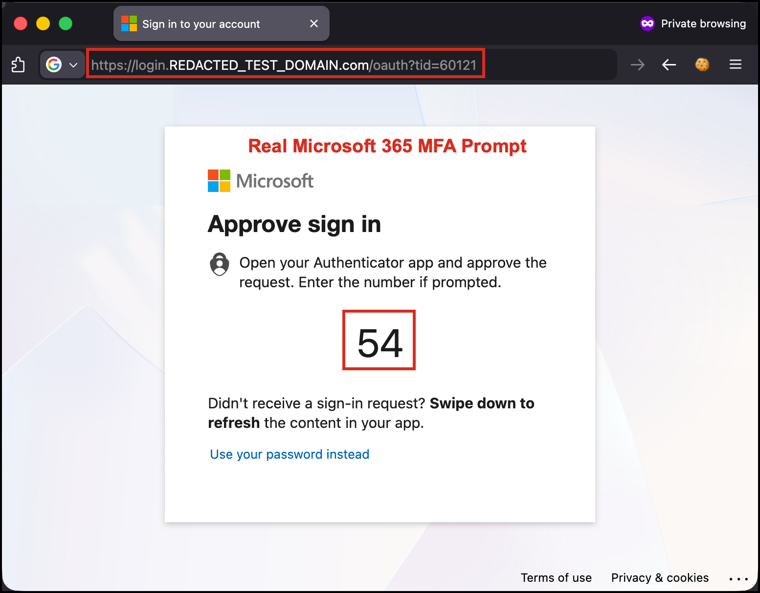 MFA Number Matching Challenge
