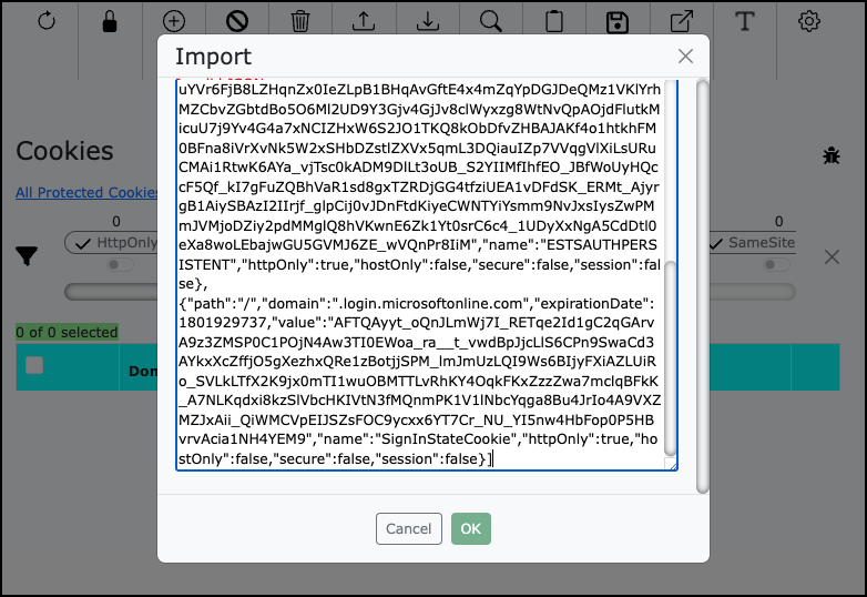 Cookie Injection Preparation